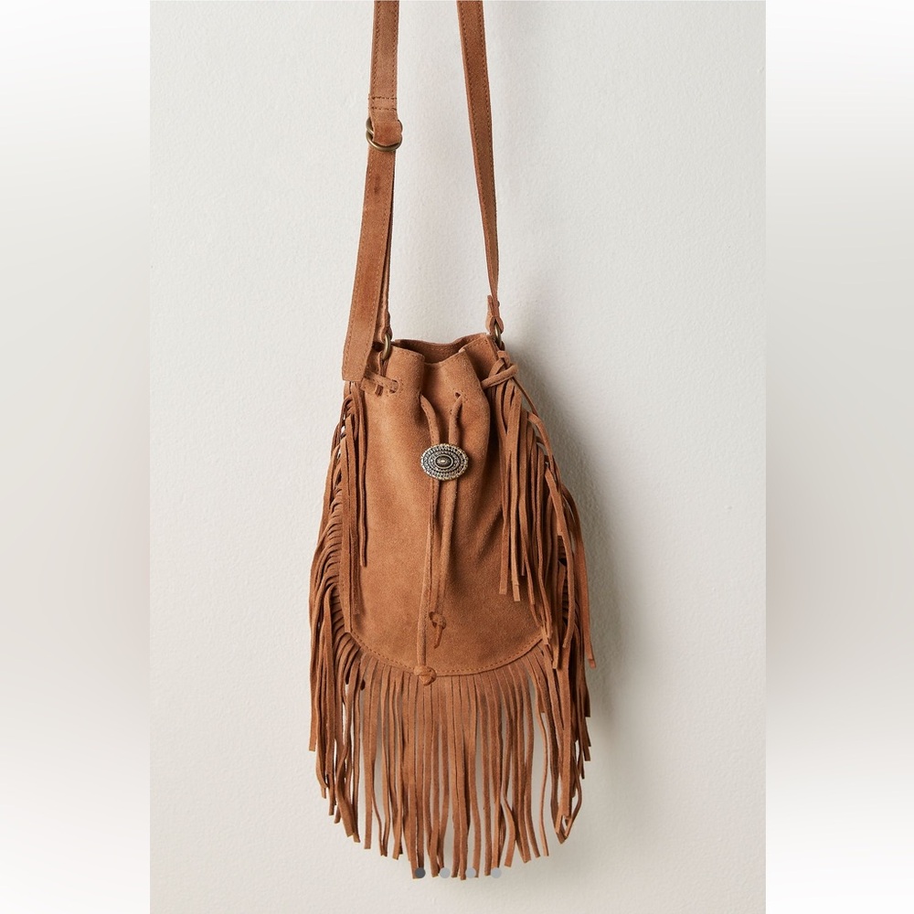 Free People Tan Fringe Crossbody Bag